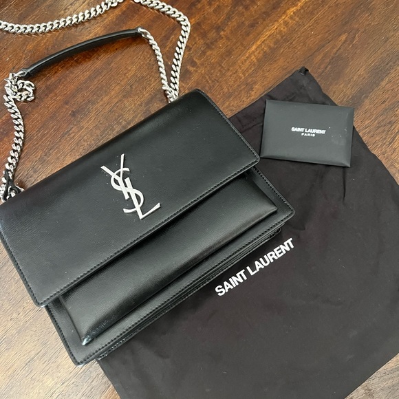 YSL ブラック レザーバック YSL イヴ・サンローラン ブラック レザートートバッグ y2k